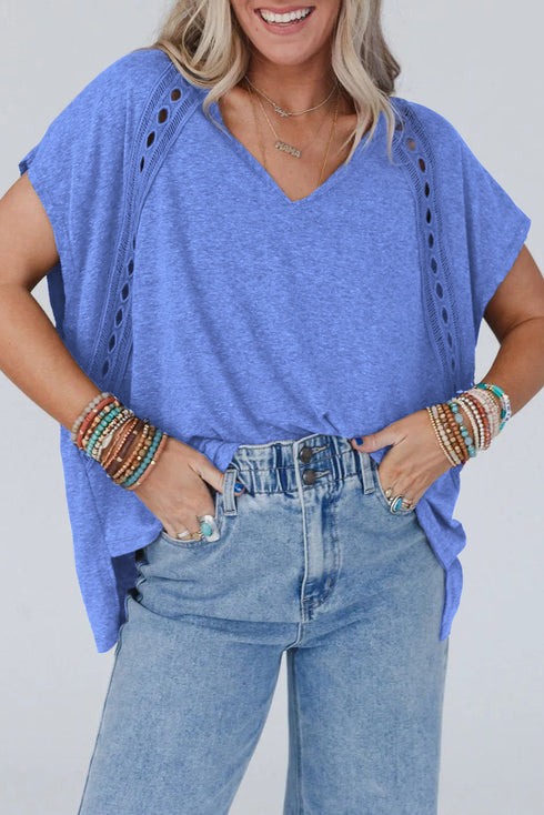Crochet Lace Detail Oversized Tee